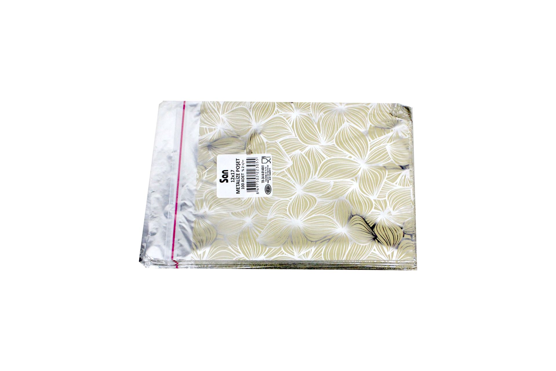 HEDİYE TORBASI METALİZE POŞET BANTLI 100 ADET 12CM*17CM