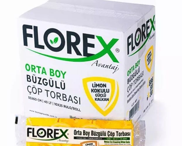 TOPTAN BÜZGÜLÜ ÇÖP TORBASI ORTA LİMON 55CM*60CM 25RULO