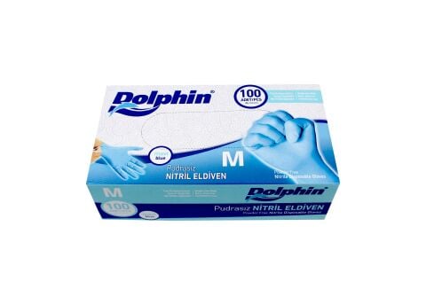 DOLPHİN PUDRASIZ NİTRİL ELDİVEN MAVİ 100ADET