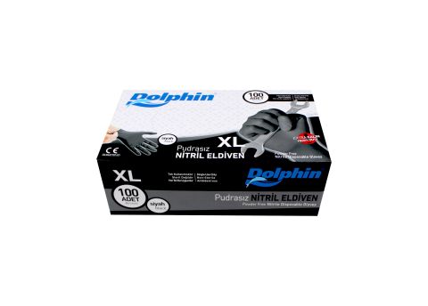 DOLPHİN PUDRASIZ NİTRİL ELDİVEN SİYAH 100ADET