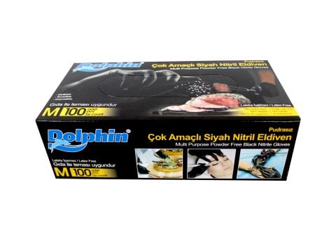 DOLPHİN PUDRASIZ NİTRİL ELDİVEN EXTRA SİYAH