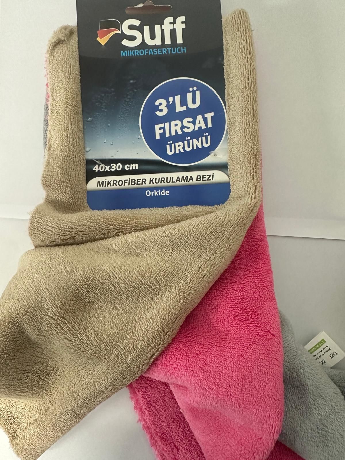 SUFF TEMİZLİK KURULAMA BEZİ 3LÜ FIRSAT 40CM*30CM ORKİDE