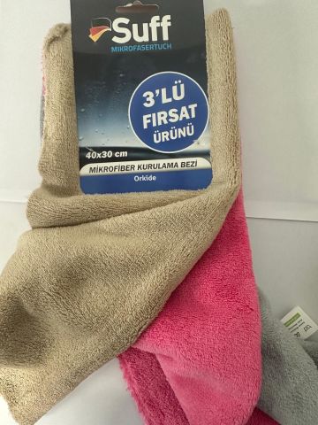 SUFF TEMİZLİK KURULAMA BEZİ 3LÜ FIRSAT 40CM*30CM ORKİDE