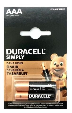 PİL DURACELL İNCE 2Lİ SIMPLY AAA